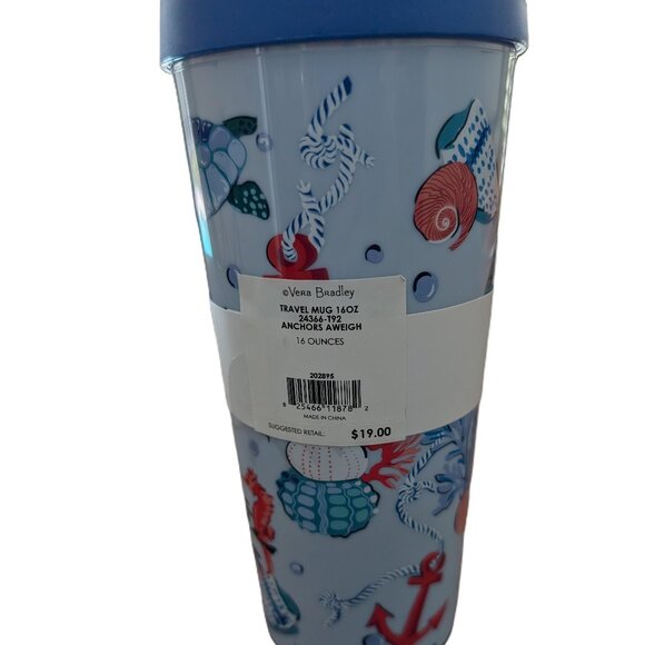 Vera Bradley 16oz thermal cup Anchors Aweigh NWT - Picture 2 of 3